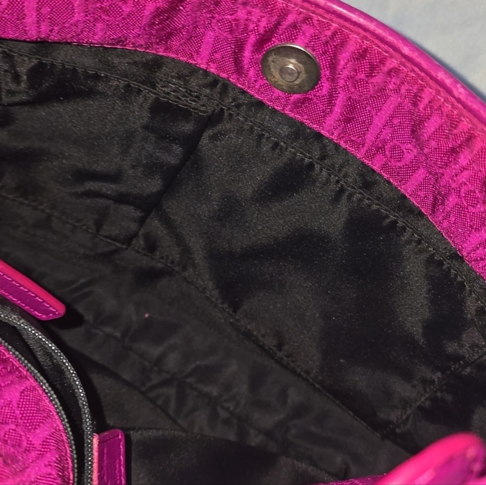 Christian Dior Magenta Oblique Monogram Canvas and Leather Trim 2007 Hobo Bag - Picture 11 of 12